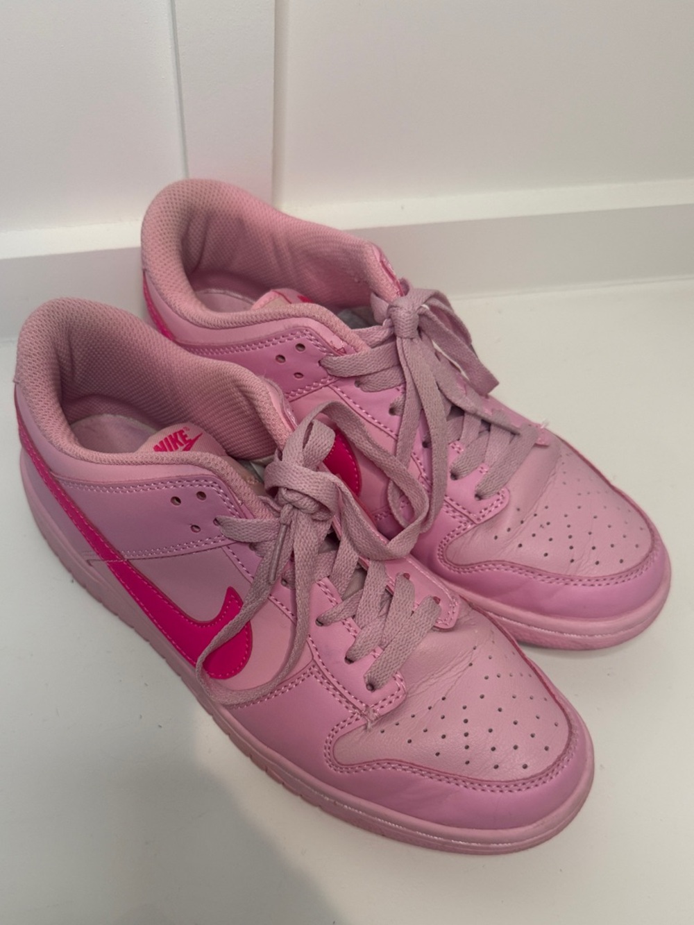 Nike Women's Dunk Pink Low-Top Sneakers with Hot Pink Swoosh